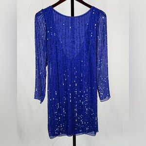 Aidan Mattox Sequin Cocktail Dress Blue NWOT Feminine Glam Party